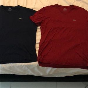 Two Lacoste tshirts Size 6 Large Navy Red